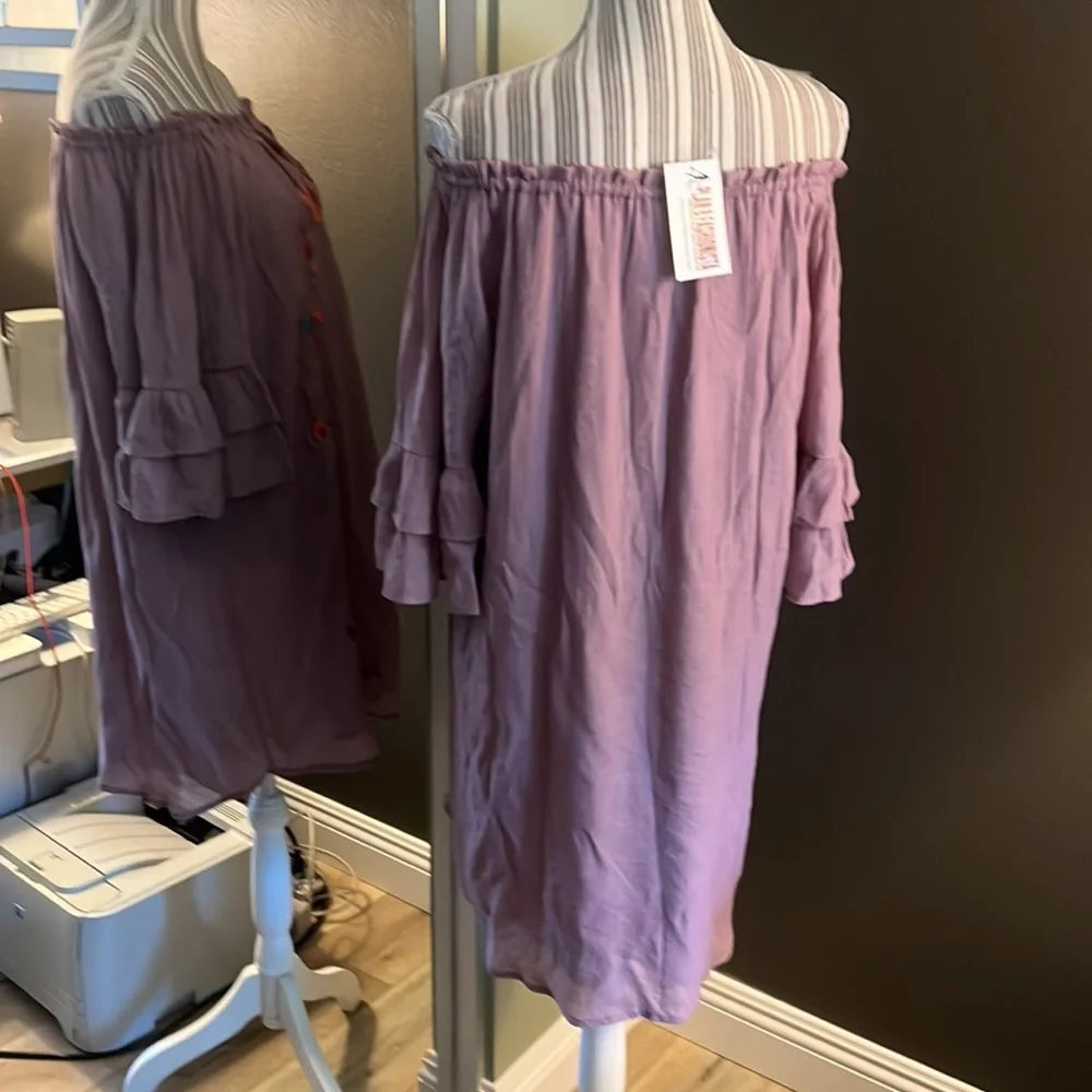 🛑 1 hour sale. Umgee, floral embroidered dusty plum, bohemian dress, large - Picture 7 of 9